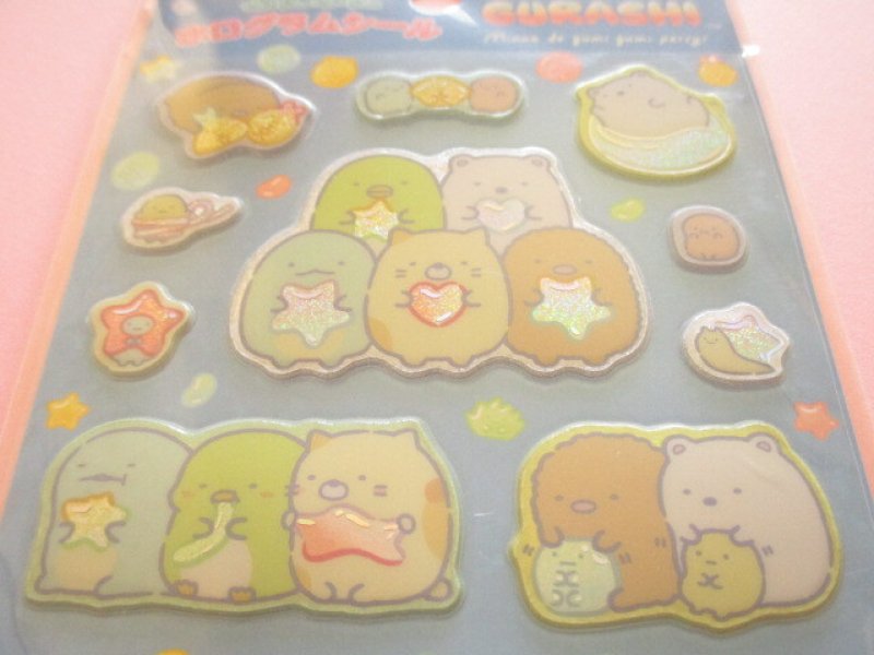 Photo1: Kawaii Cute Funi Funi Hologram Stickers Sheet Sumikkogurashi San-x *Gummy Gummy Party (SE70901)