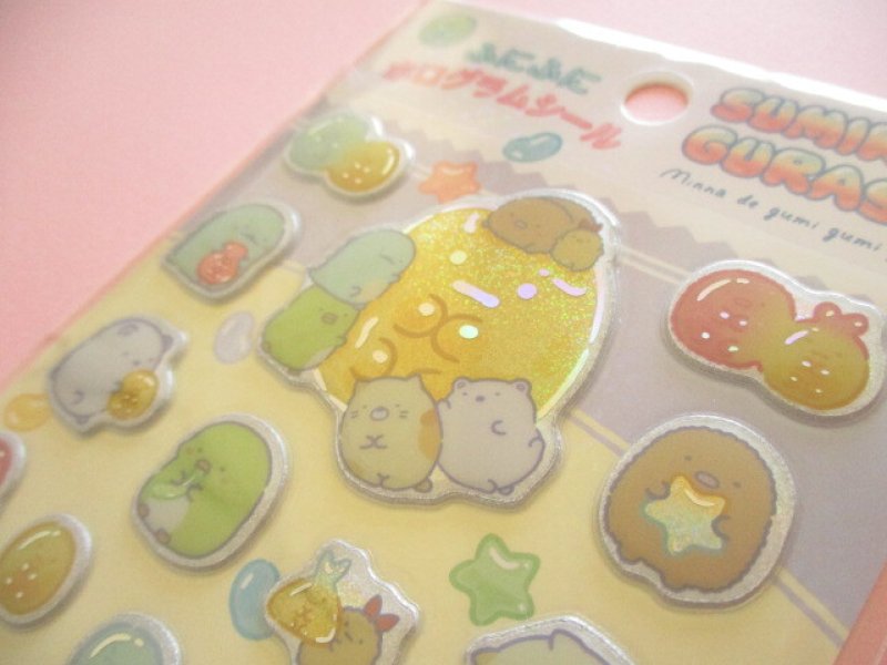 Photo3: Kawaii Cute Funi Funi Hologram Stickers Sheet Sumikkogurashi San-x *Gummy Gummy Party (SE70902)