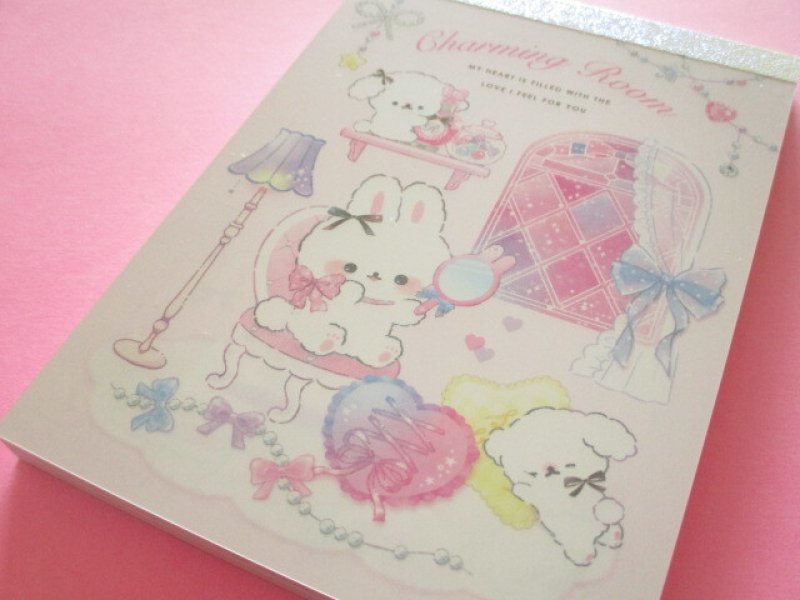 Photo1: Kawaii Cute V Large Memo Pad Charming Room Q-LiA *Lapin (04458) (1)