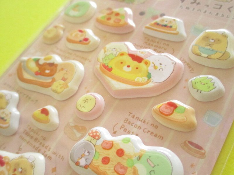 Photo3: Kawaii Cute Funi Funi Stickers Sheet Sumikkogurashi San-x *たぬきのまんまるレストラン (SE71202)