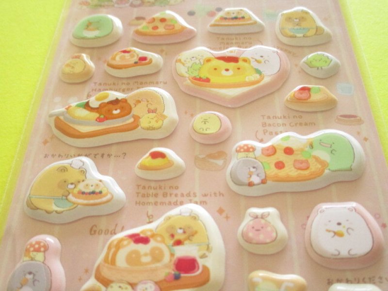 Photo1: Kawaii Cute Funi Funi Stickers Sheet Sumikkogurashi San-x *たぬきのまんまるレストラン (SE71202)