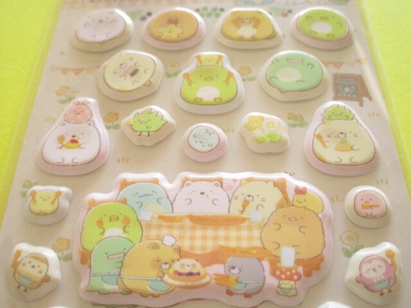 Photo1: Kawaii Cute Funi Funi Stickers Sheet Sumikkogurashi San-x *たぬきのまんまるレストラン (SE71201)