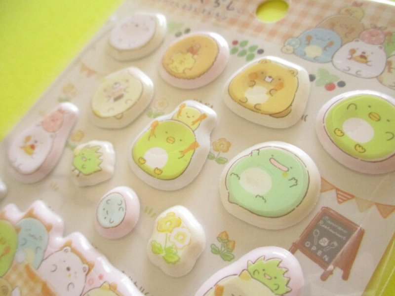 Photo3: Kawaii Cute Funi Funi Stickers Sheet Sumikkogurashi San-x *たぬきのまんまるレストラン (SE71201)