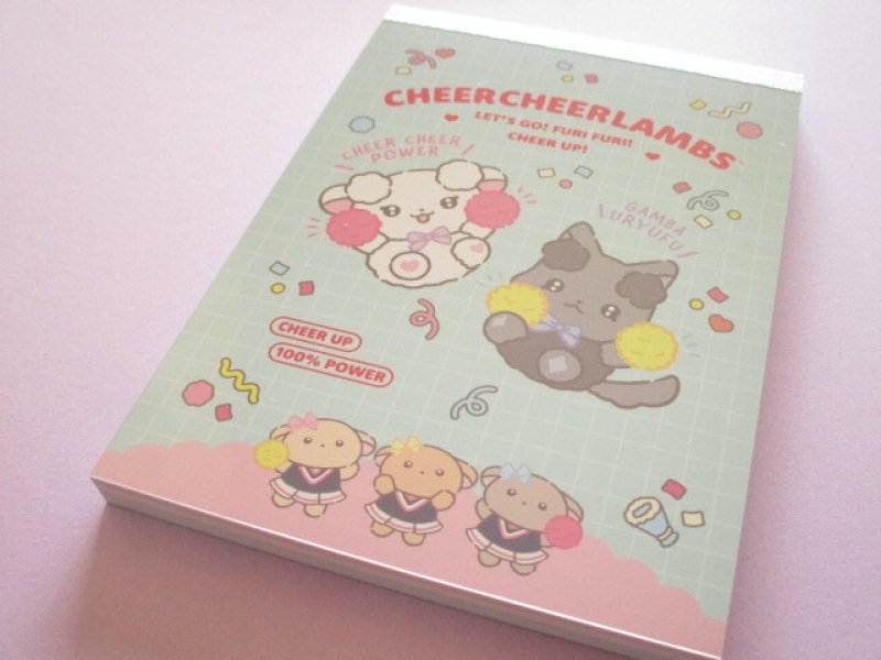 Photo1: Kawaii Cute Large Memo Pad Cheer Cheer Lambs San-x *♡ Let's Go! Furi Furi! Cheer Up! ♡ (MH29601) (1)