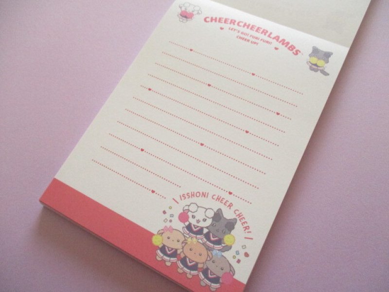 Photo1: Kawaii Cute Large Memo Pad Cheer Cheer Lambs San-x *♡ Let's Go! Furi Furi! Cheer Up! ♡ (MH29602)