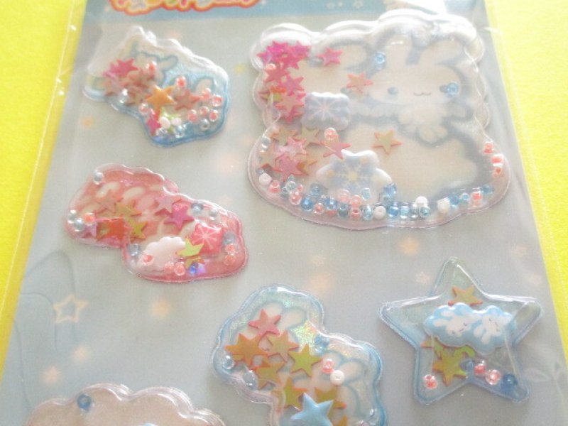 Photo1: Kawaii Cute Air-in Mascot Stickers Sheet San-x Universe *Twin Rabbit Angels (SE72401)