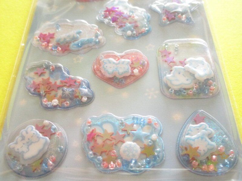 Photo2: Kawaii Cute Air-in Mascot Stickers Sheet San-x Universe *Twin Rabbit Angels (SE72401)