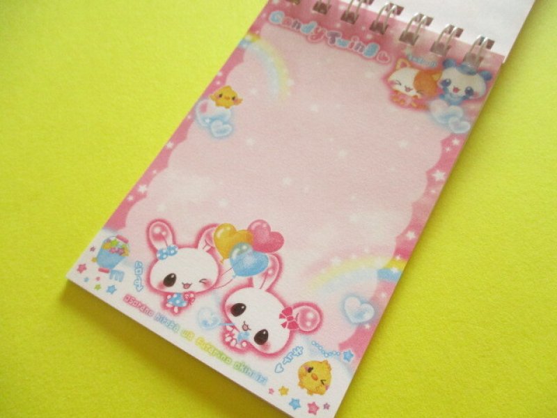 Photo1: Kawaii Cute Spiral Medium Memo Pad Candy Twin Q-LiA *Happy Friends (00170)