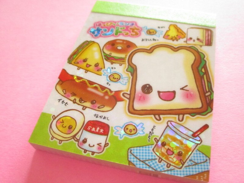 Photo1: Kawaii Cute Mini Memo Pad Crux *はっぴぃランチサンドっち (138407) (1)