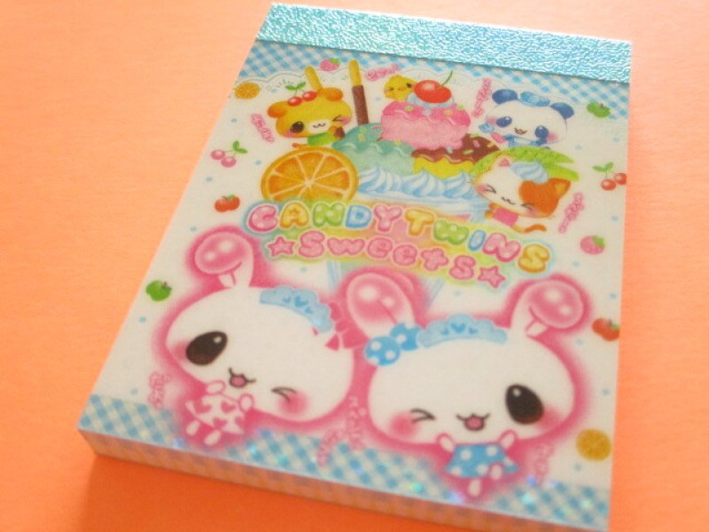 Photo1: Kawaii Cute Kirakira Glitter Mini Memo Pad Q-LiA *Candy Twins (00196) (1)