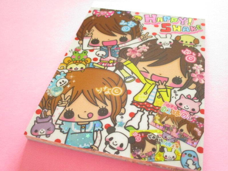 Photo1: Kawaii Cute Kirakira Glitter Large Memo Pad Q-LiA *Happy Shake (00201) (1)