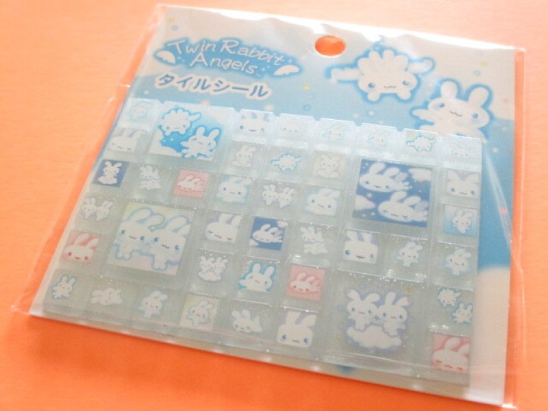 Photo1: Kawaii Cute Tile Stickers Sheet San-x *Twin Rabbit Angels (SE72702) (1)