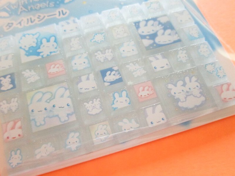 Photo1: Kawaii Cute Tile Stickers Sheet San-x *Twin Rabbit Angels (SE72702)