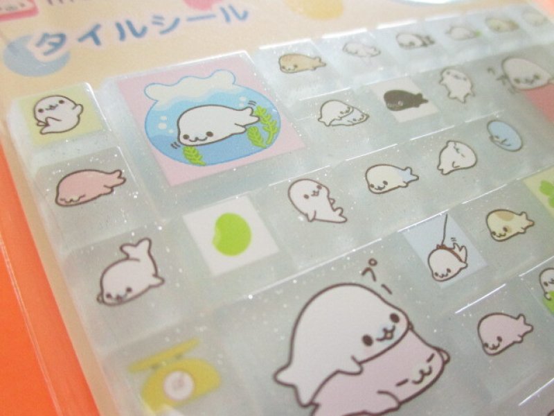 Photo2: Kawaii Cute Tile Stickers Sheet San-x *mamegoma (SE72706)