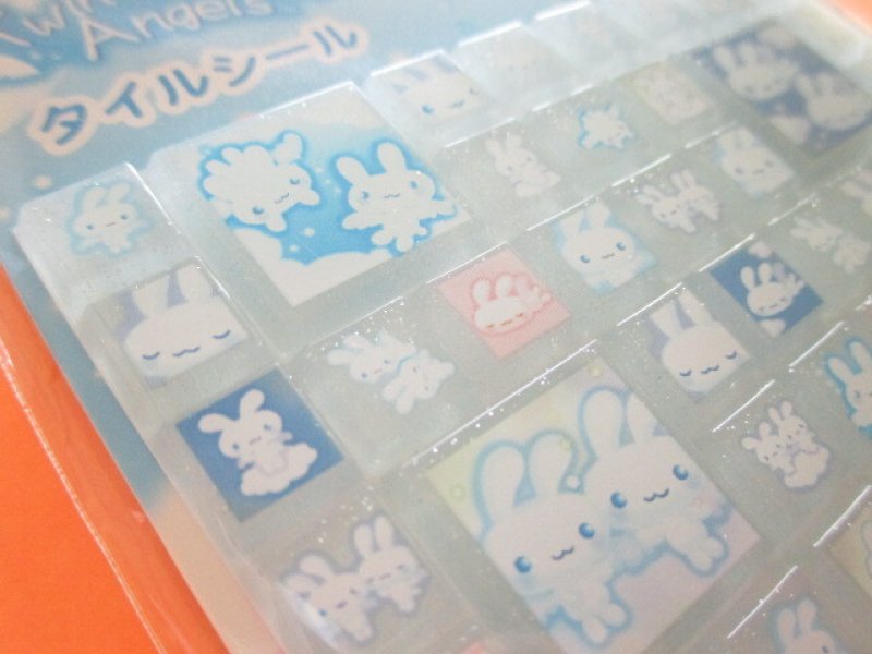 Photo2: Kawaii Cute Tile Stickers Sheet San-x *Twin Rabbit Angels (SE72702)