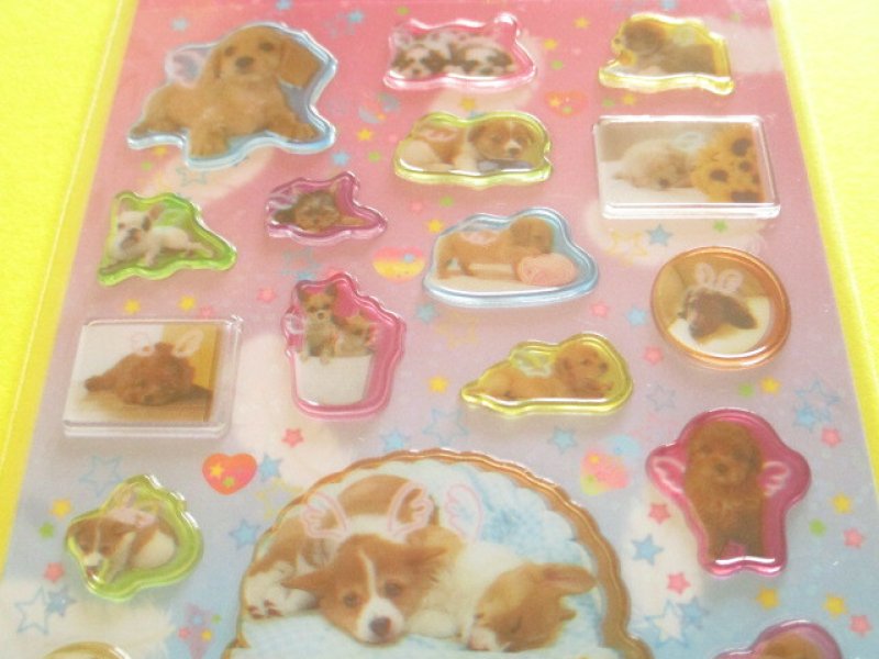 Photo1: Kawaii Cute Sticker Sheet 平成ハピ×2 コレクション San-x *わんわんわんこ (SE74504)
