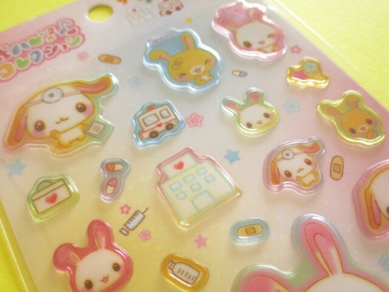 Photo3: Kawaii Cute Sticker Sheet 平成ハピ×2 コレクション San-x *うさちゃんクリーニングにおいでよ!(SE74506)