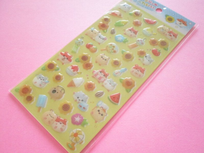 Photo1: Natsu きゃわいい Jewel Stickers Sheet Gaia *ハムスターとひまわり (468189) (1)