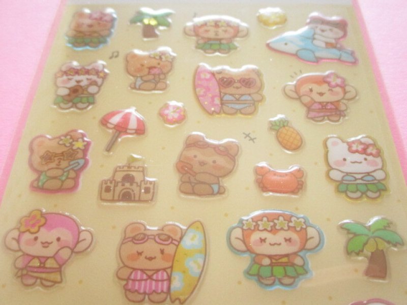 Photo1: Natsu きゃわいい Jewel Stickers Sheet Gaia *くまの海水浴 (468191)