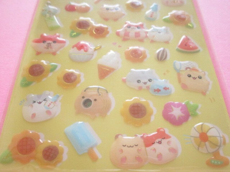 Photo2: Natsu きゃわいい Jewel Stickers Sheet Gaia *ハムスターとひまわり (468189)