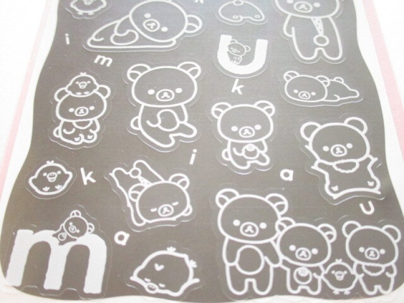 Photo2: Kawaii Cute Stickers Sheet Basic Rilakkuma San-x *Monochrome (SE72902)