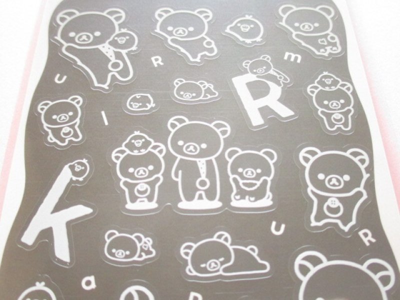Photo1: Kawaii Cute Stickers Sheet Basic Rilakkuma San-x *Monochrome (SE72902)