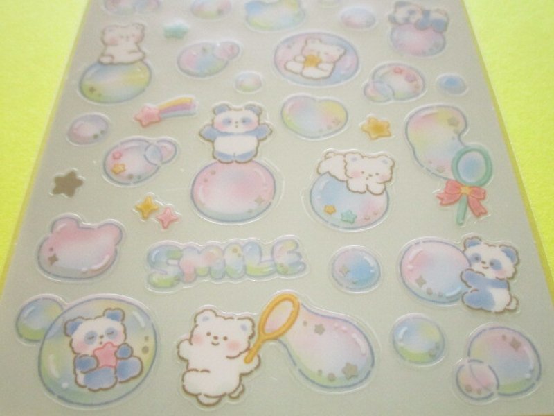 Photo2: Kawaii Cute Fluffy World Stickers Sheet Gaia *Soap Bubbles (468247)