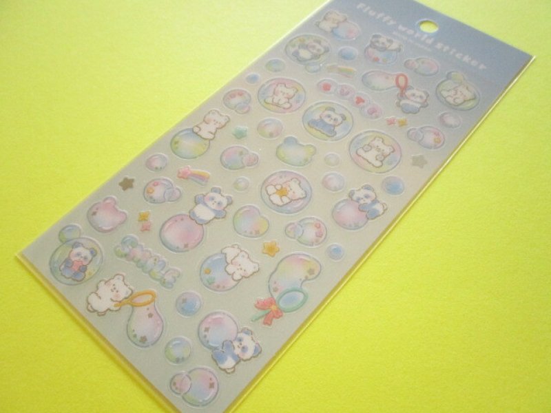 Photo1: Kawaii Cute Fluffy World Stickers Sheet Gaia *Soap Bubbles (468247) (1)
