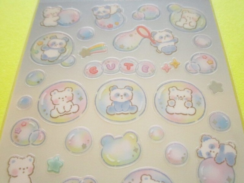 Photo1: Kawaii Cute Fluffy World Stickers Sheet Gaia *Soap Bubbles (468247)