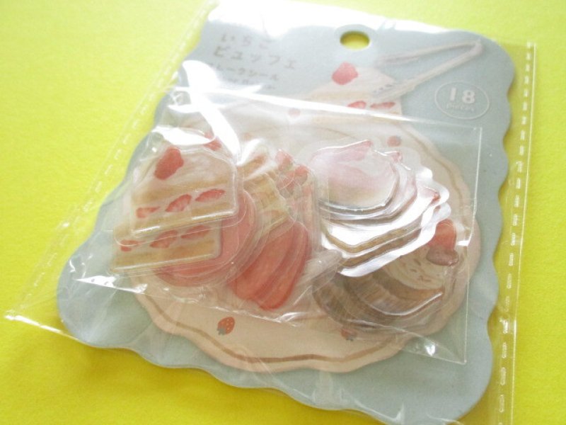Photo1: Kawaii Cute Sticker Flakes Sack Amifa *Strawberry Buffet (156829) (1)
