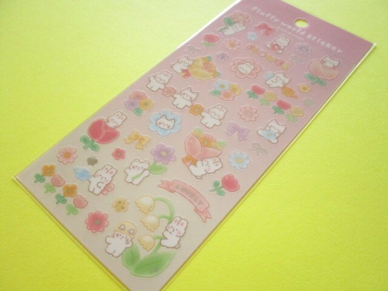Photo1: Kawaii Cute Fluffy World Stickers Sheet Gaia *Flower (468248) (1)
