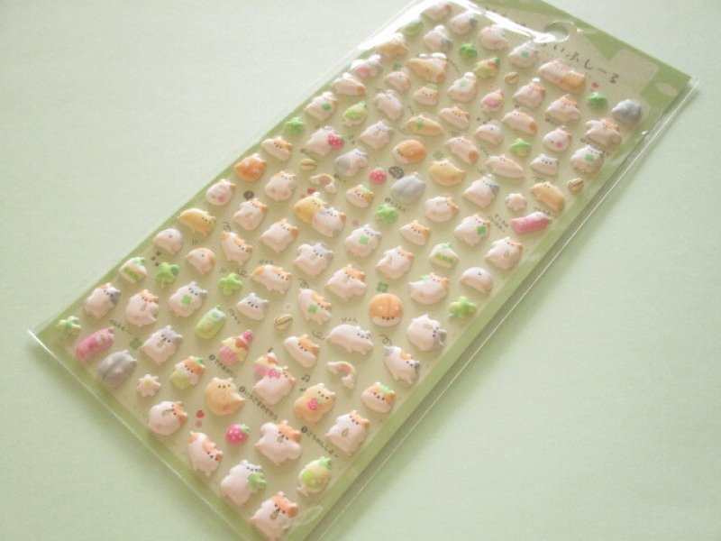 Photo1: Kawaii Cute ぷちふにLife Puffy Stickers Sheet Q-LiA *はぴはむLife (01273） (1)