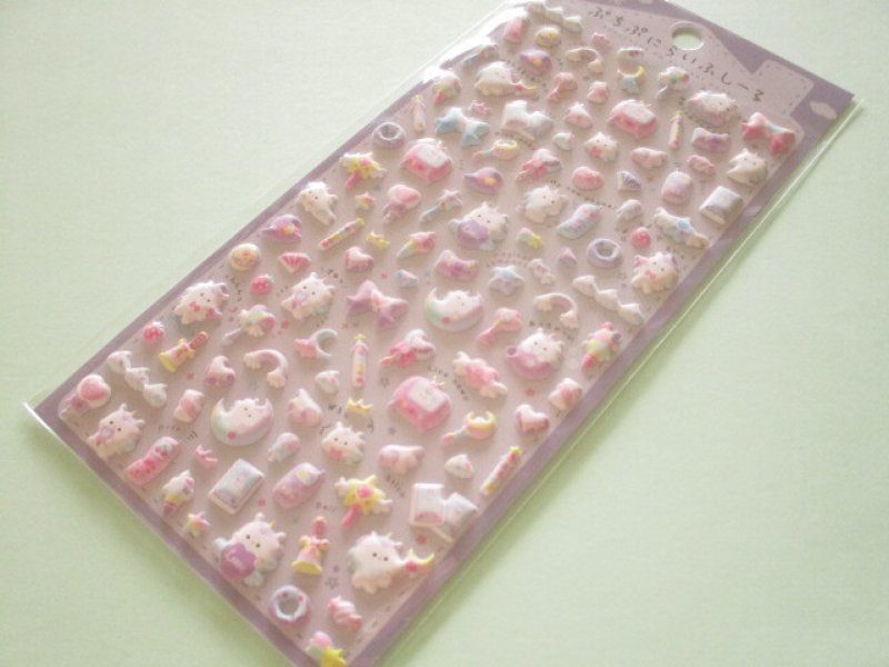 Photo1: Kawaii Cute ぷちふにLife Puffy Stickers Sheet Q-LiA *ゆにLife (01272） (1)