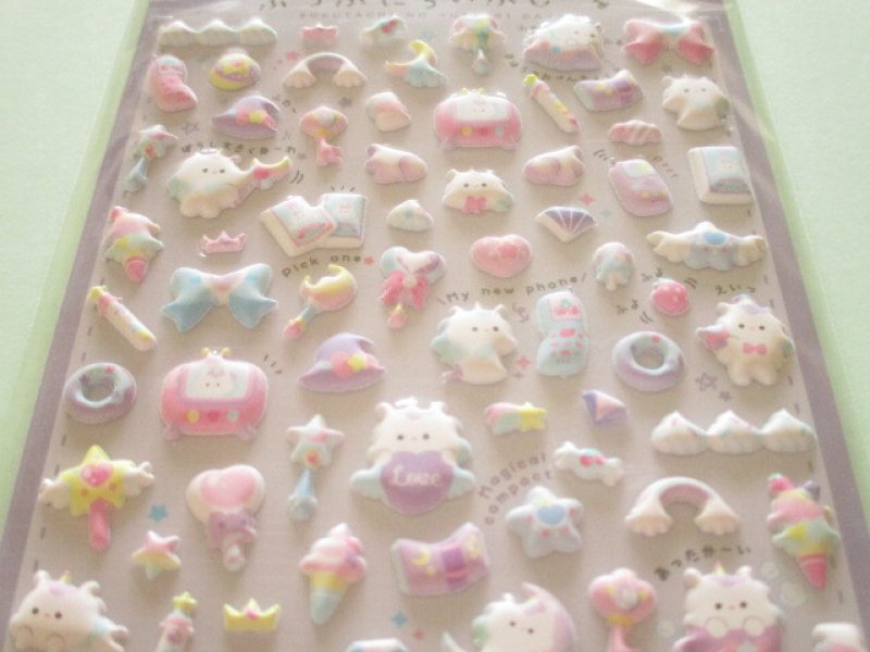 Photo1: Kawaii Cute ぷちふにLife Puffy Stickers Sheet Q-LiA *ゆにLife (01272）