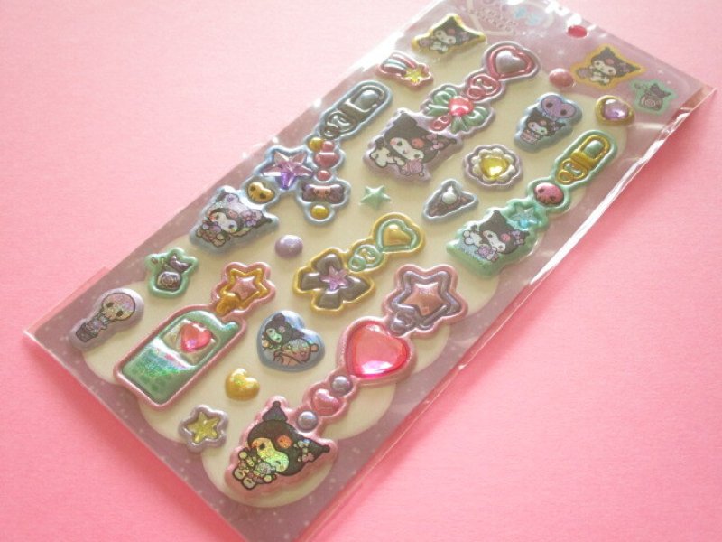 Photo1: Kawaii Cute Puku Kira Charm Stickers Sheet Sanrio *Kuromi (137734) (1)