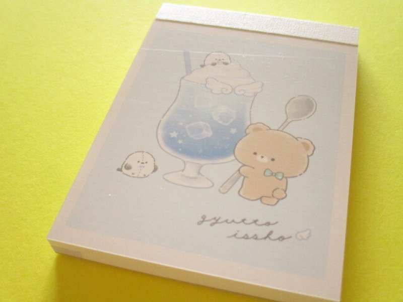 Photo1: Kawaii Cute Mini Memo Pad Gyutto Issho Crux *Sky-blue Soda (139825) (1)