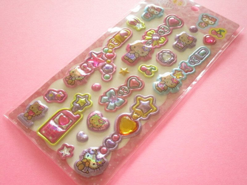 Photo1: Kawaii Cute Puku Kira Charm Stickers Sheet Sanrio *Hello Kitty /Leopard (137729) (1)