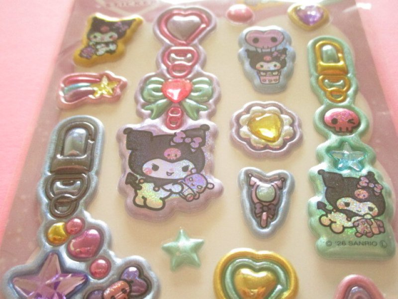 Photo1: Kawaii Cute Puku Kira Charm Stickers Sheet Sanrio *Kuromi (137734)