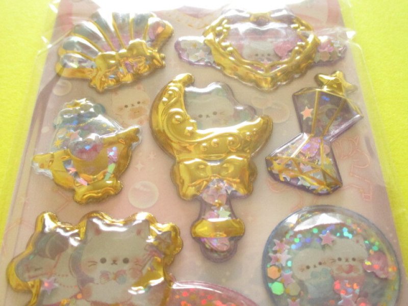 Photo1: Kawaii Cute Kira Shaka Jewelry Stickers Sheet Q-Lia *Night Mew (01208)