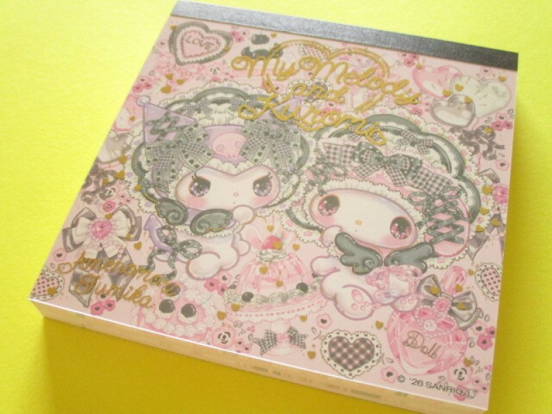 Photo1: Kawaii Cute Medium Memo Pad Sanrio Characters × 飴ノ森ふみか Amenomori Fumika Clothes Pin *My Melody & Kuromi (MM-84177)  (1)