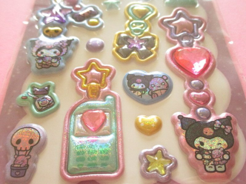 Photo2: Kawaii Cute Puku Kira Charm Stickers Sheet Sanrio *Kuromi (137734)