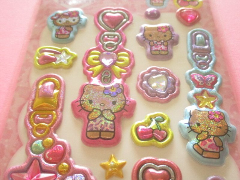 Photo1: Kawaii Cute Puku Kira Charm Stickers Sheet Sanrio *Hello Kitty /Leopard (137729)