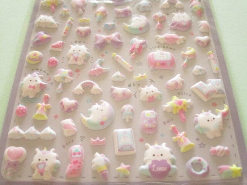 Photo2: Kawaii Cute ぷちふにLife Puffy Stickers Sheet Q-LiA *ゆにLife (01272）