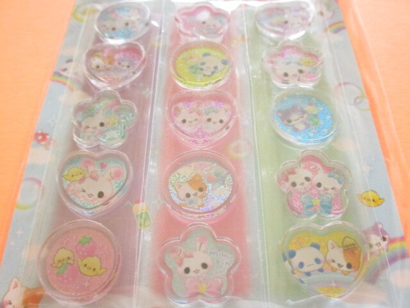 Photo1: Kawaii Cute Ohajiki Disc Stickers Sheet Q-LiA *Candy Twins (01100)
