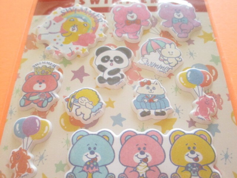 Photo1: Kawaii Cute Puffy Stickers Sheet *SWIMMER (SE-SW11872)