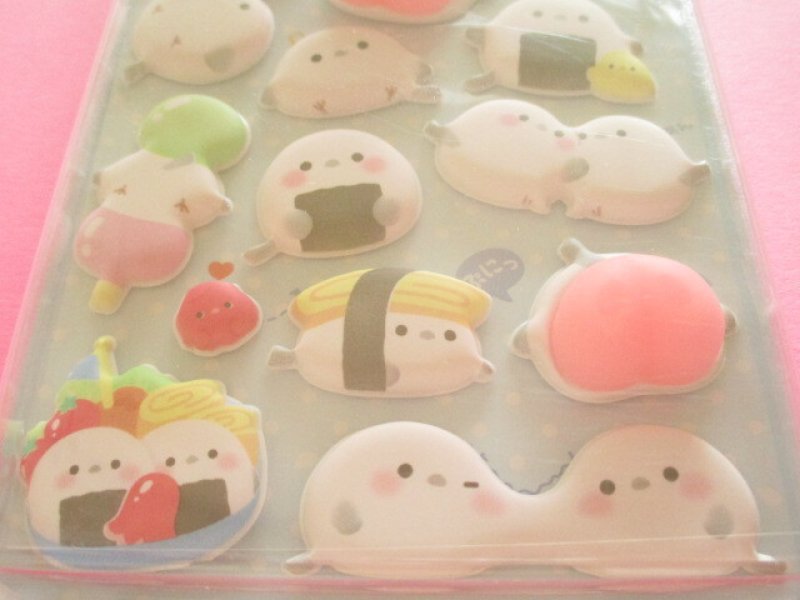 Photo2: Kawaii Cute ぷちふにLife Puffy Stickers Sheet Q-LiA *えながのおいしいごはん (01293)