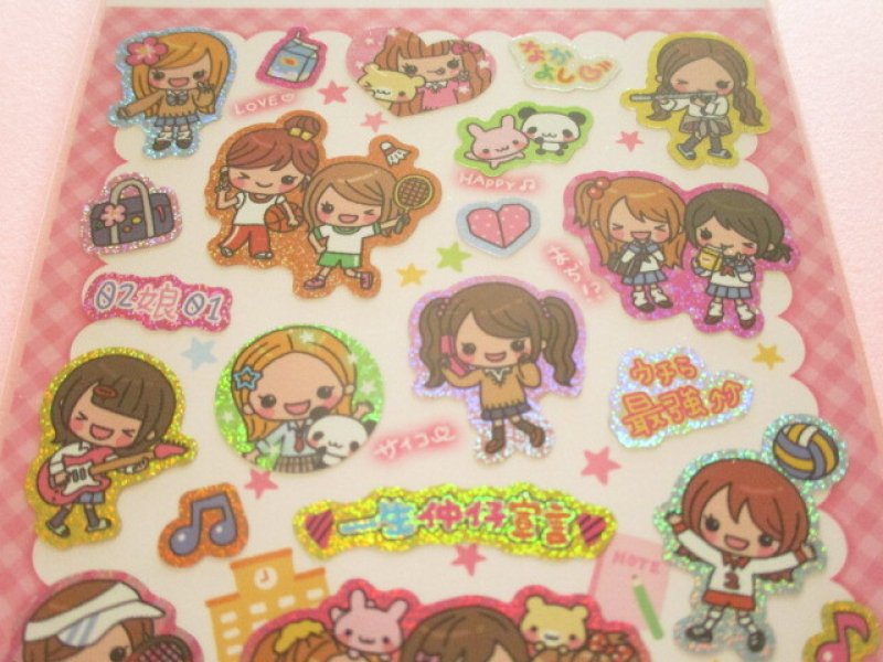 Photo1: Kawaii Cute Sticker Selection Sheet Gaia *Happy Pop Girls (466899-2)