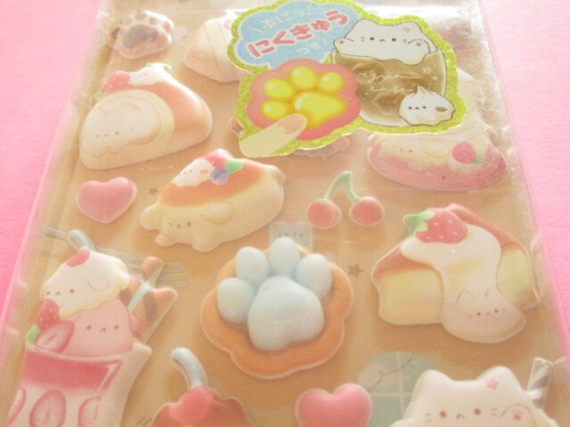 Photo1: Kawaii Cute ぷちふにLife Puffy Stickers Sheet Q-LiA *ゆるかふぇびより  (01296）