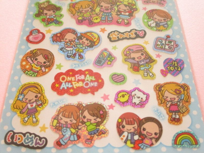 Photo2: Kawaii Cute Sticker Selection Sheet Gaia *Happy Pop Girls (466899-1)