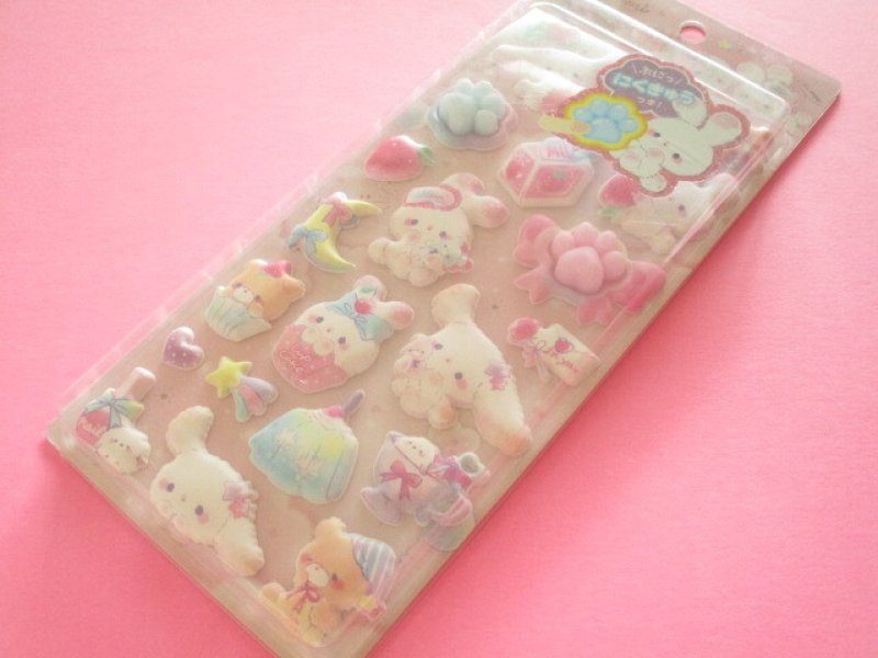 Photo1: Kawaii Cute ぷちふにLife Puffy Stickers Sheet Q-LiA *おやすみバニー  (01294） (1)
